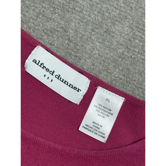 Alfred Dunner 2 Piece Set Top Pants Womens XL Magenta Beaded Neckline Pull On - Picture 3 of 13